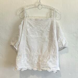 Anthropologie En Elly Blouse Eyelet Lace Cold Shoulder Size Large White Top